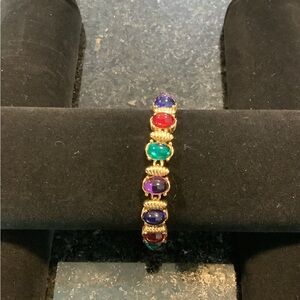 Joan Rivers Multicolor Oval Stones Gold-tone Bracelet 7.5”